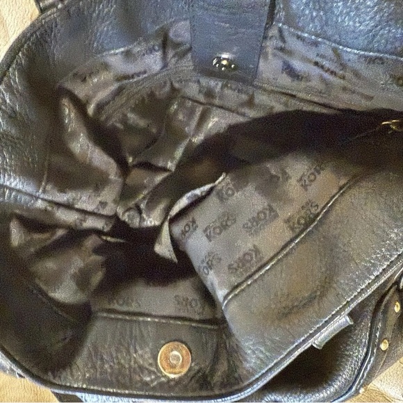 Michael Kors BIG VALLEY Large NS Tote Bag BLACK Leather Gold Tone Handbag - Picture 10 of 16